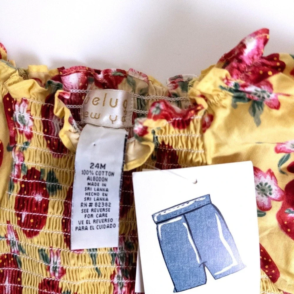 Vintage Y2K NWT Beluga Apple Smocked Top Yellow Red Fruit Print Baby‎ 24m